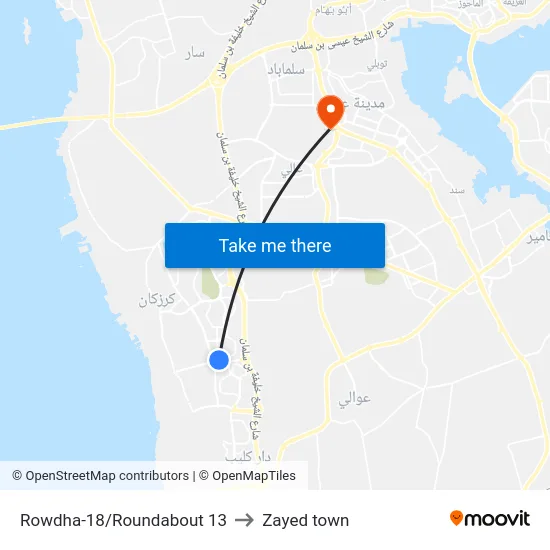 Rowdha-18/Roundabout 13 to Zayed town map
