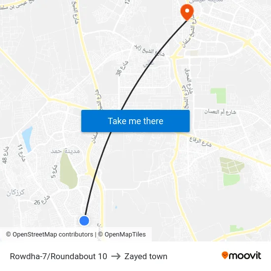 Rowdha-7/Roundabout 10 to Zayed town map