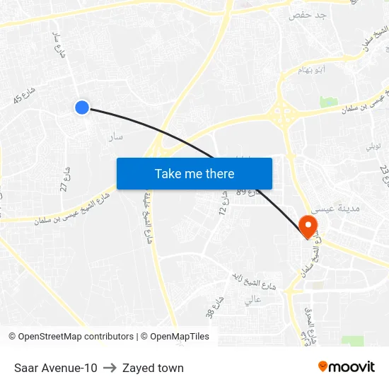 Saar Avenue-10 to Zayed town map