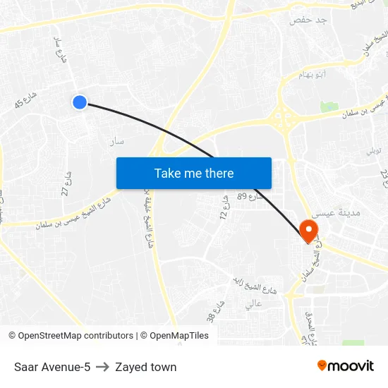 Saar Avenue-5 to Zayed town map