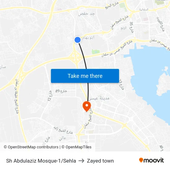 Sh Abdulaziz Mosque-1/Sehla to Zayed town map