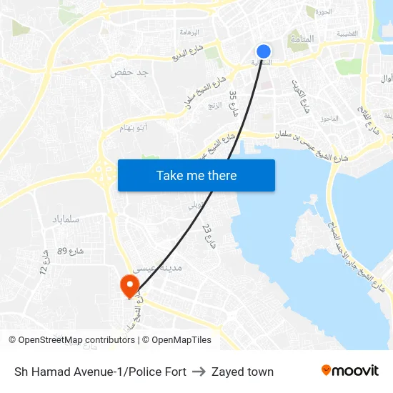 Sh Hamad Avenue-1/Police Fort to Zayed town map