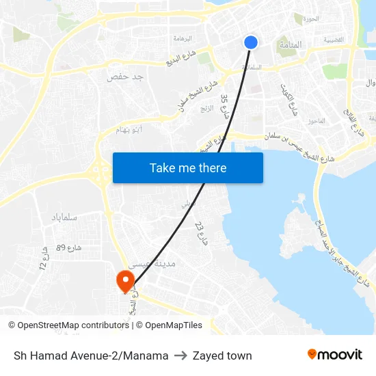 Sh Hamad Avenue-2/Manama to Zayed town map