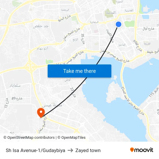 Sh Isa Avenue-1/Gudaybiya to Zayed town map