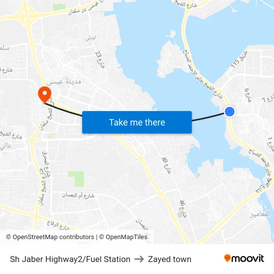 Sh Jaber Highway2/Fuel Station to Zayed town map