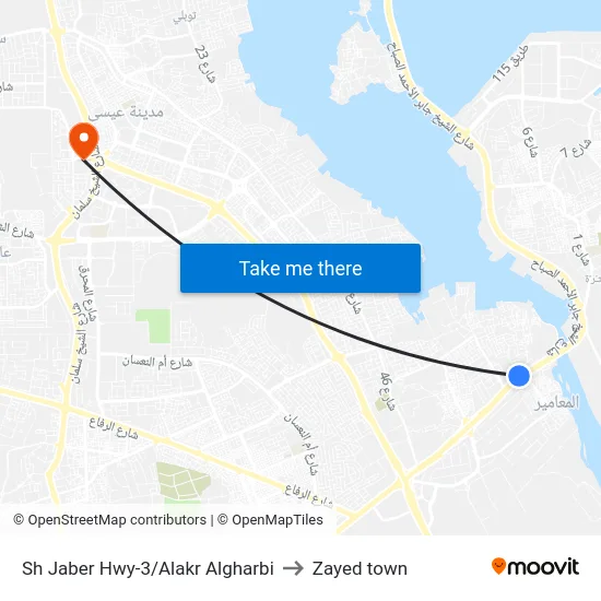 Sh Jaber Hwy-3/Alakr Algharbi to Zayed town map