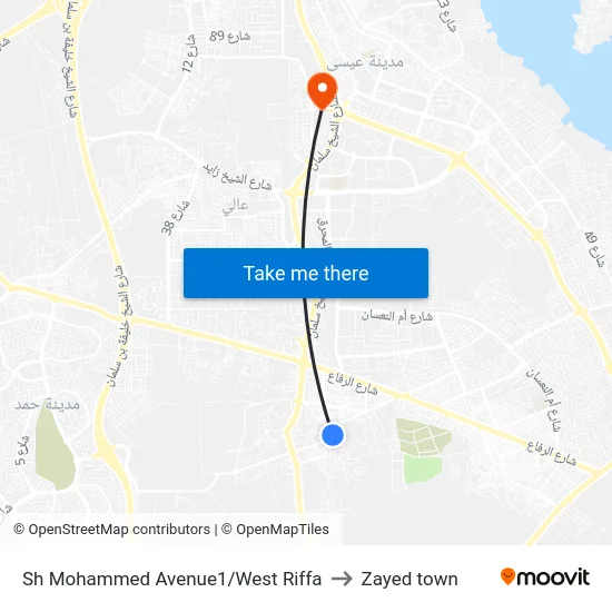 Sh Mohammed Avenue1/West Riffa to Zayed town map
