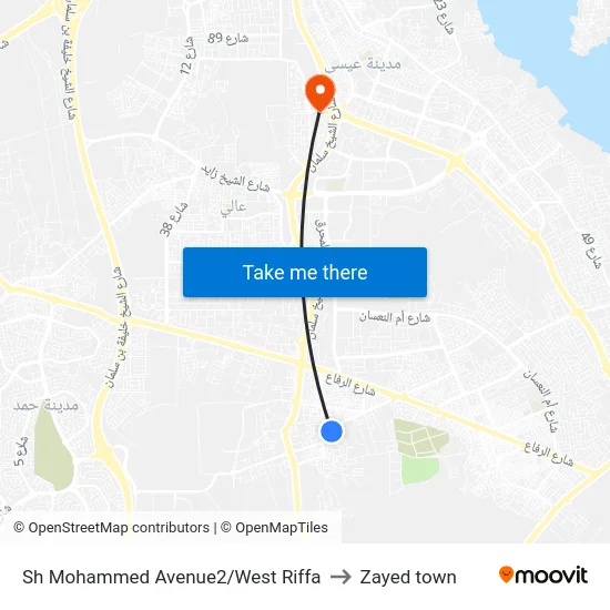 Sh Mohammed Avenue2/West Riffa to Zayed town map