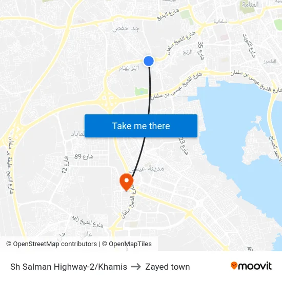 Sh Salman Highway-2/Khamis to Zayed town map