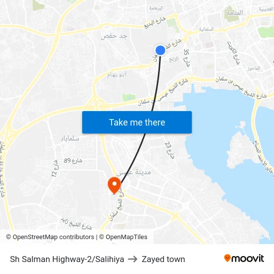 Sh Salman Highway-2/Salihiya to Zayed town map