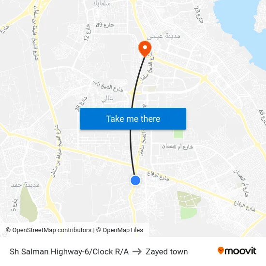 Sh Salman Highway-6/Clock R/A to Zayed town map