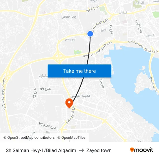Sh Salman Hwy-1/Bilad Alqadim to Zayed town map