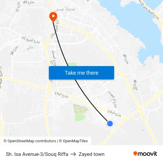 Sh. Isa Avenue-3/Souq Riffa to Zayed town map