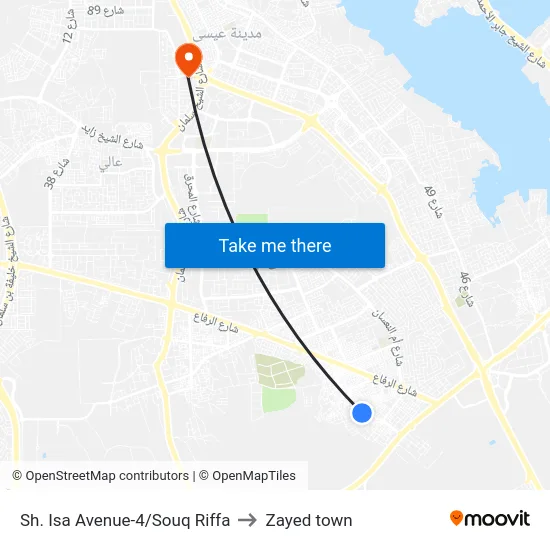 Sh. Isa Avenue-4/Souq Riffa to Zayed town map