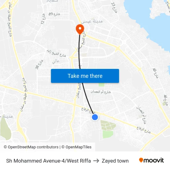 Sh Mohammed Avenue-4/West Riffa to Zayed town map