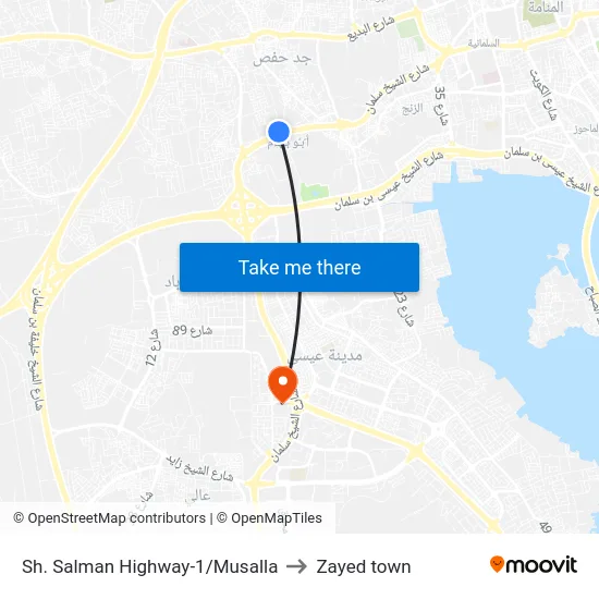Sh. Salman Highway-1/Musalla to Zayed town map
