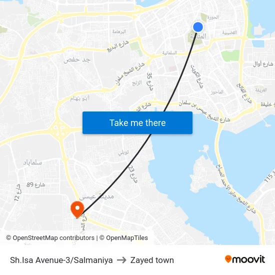 Sh.Isa Avenue-3/Salmaniya to Zayed town map