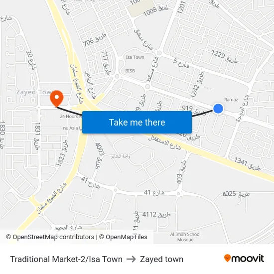 Traditional Market-2/Isa Town to Zayed town map