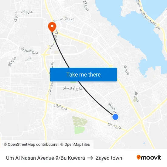 Um Al Nasan Avenue-9/Bu Kuwara to Zayed town map