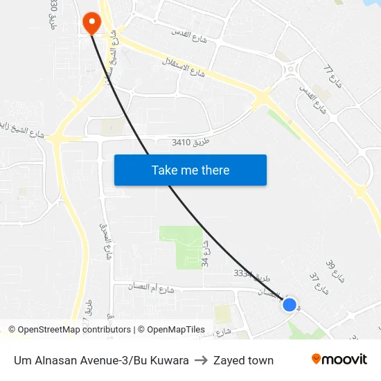 Um Alnasan Avenue-3/Bu Kuwara to Zayed town map