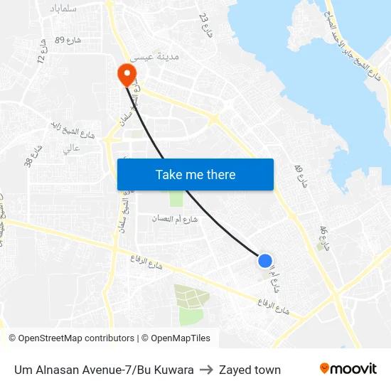 Um Alnasan Avenue-7/Bu Kuwara to Zayed town map
