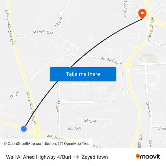 Wali Al Ahed Highway-4/Buri to Zayed town map