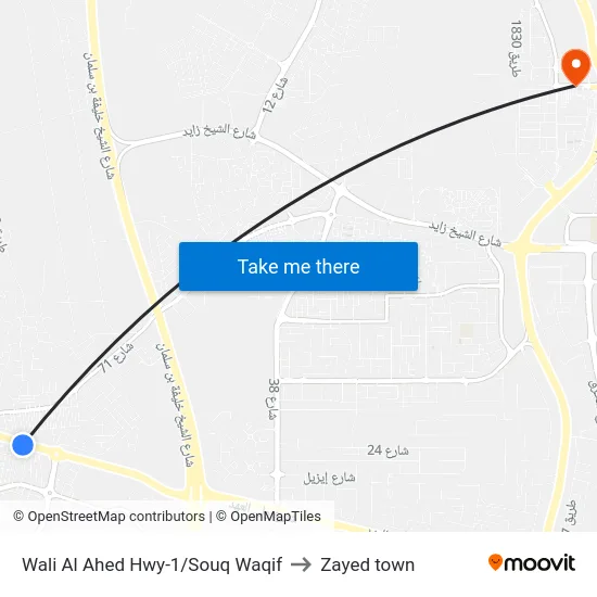 Wali Al Ahed Hwy-1/Souq Waqif to Zayed town map