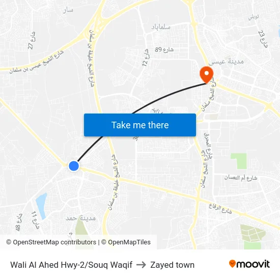 Wali Al Ahed Hwy-2/Souq Waqif to Zayed town map