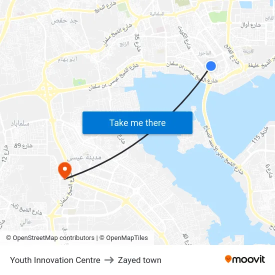 Youth Innovation Centre to Zayed town map