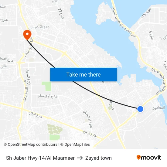 Sh Jaber Hwy-14/Al Maameer to Zayed town map