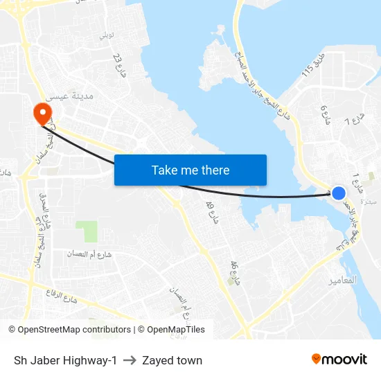 Sh Jaber Highway-1 to Zayed town map