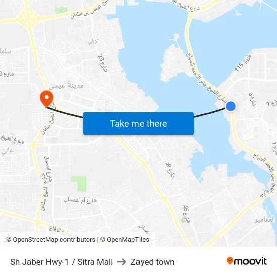 Sh Jaber Hwy-1 / Sitra Mall to Zayed town map