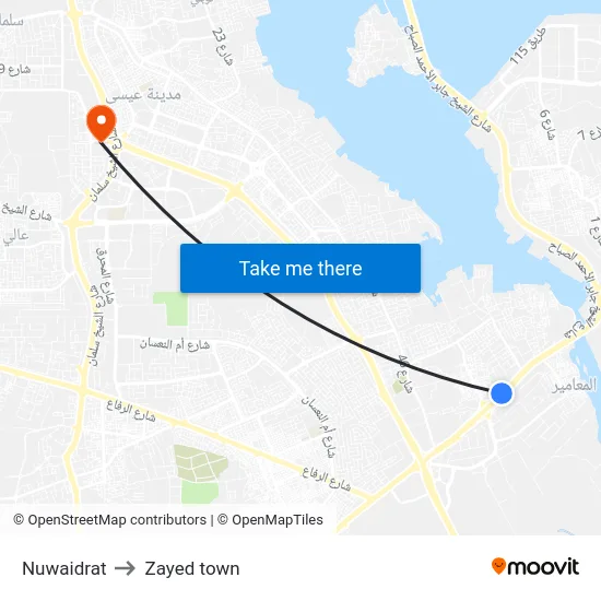 Nuwaidrat to Zayed town map