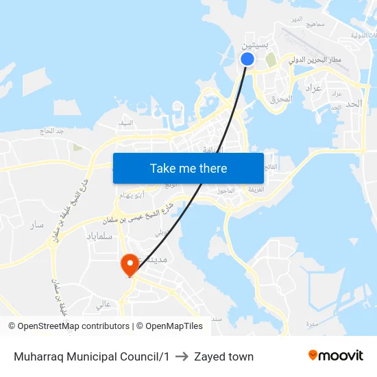 Muharraq Municipal Council/1 to Zayed town map