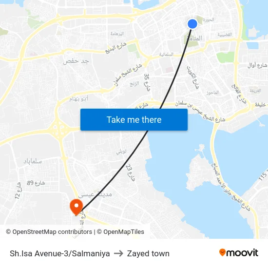 Sh.Isa Avenue-3/Salmaniya to Zayed town map