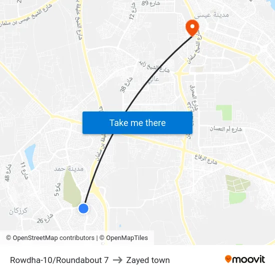Rowdha-10/Roundabout 7 to Zayed town map
