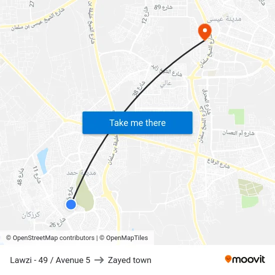 Lawzi - 49 / Avenue 5 to Zayed town map