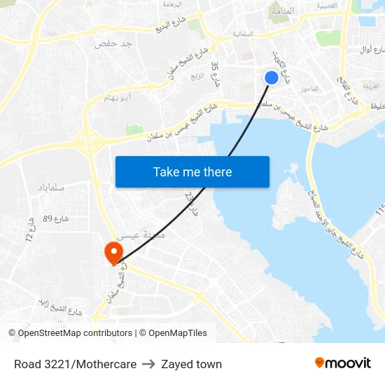 Road 3221/Mothercare to Zayed town map