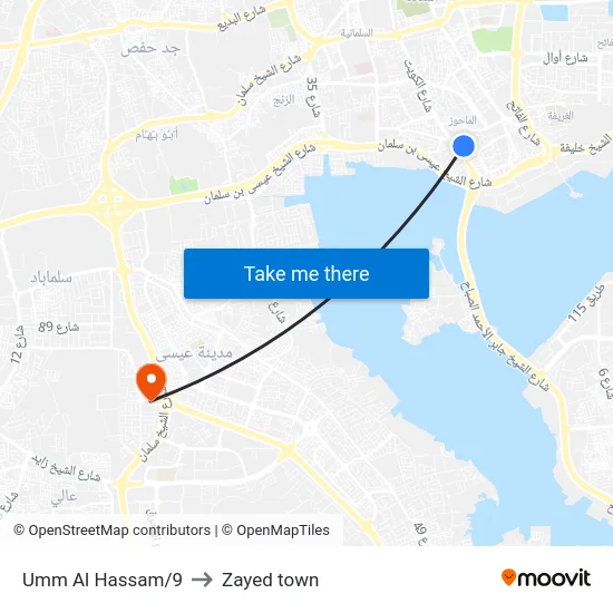 Umm Al Hassam/9 to Zayed town map