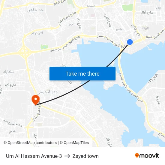 Um Al Hassam Avenue-3 to Zayed town map