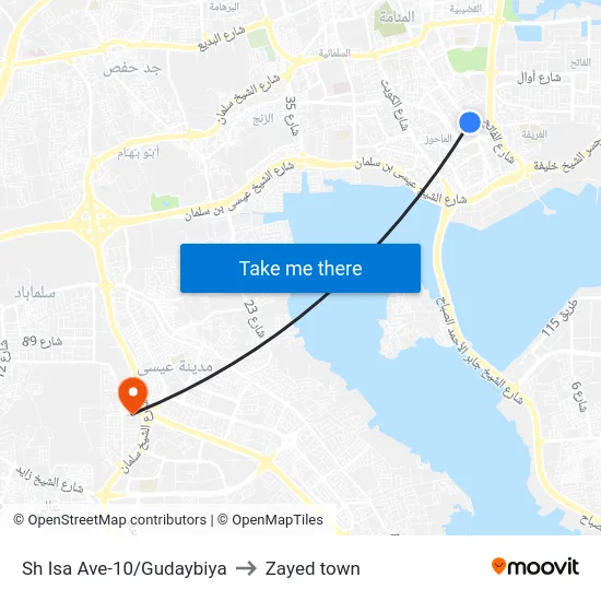 Sh Isa Ave-10/Gudaybiya to Zayed town map