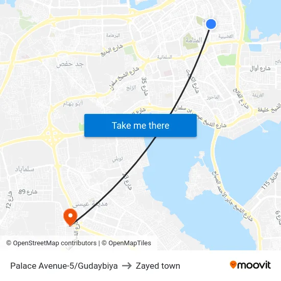 Palace Avenue-5/Gudaybiya to Zayed town map