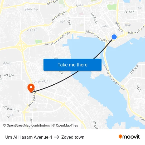 Um Al Hasam Avenue-4 to Zayed town map