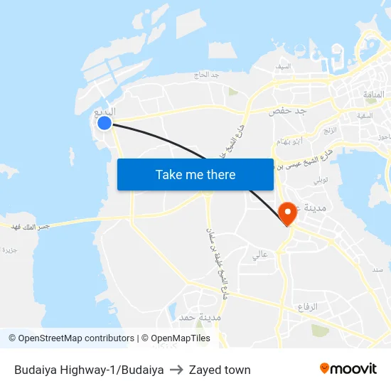 Budaiya Highway-1/Budaiya to Zayed town map