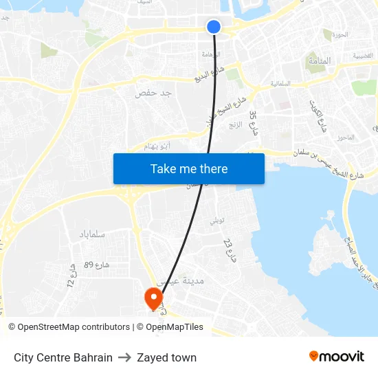 City Centre Bahrain to Zayed town map
