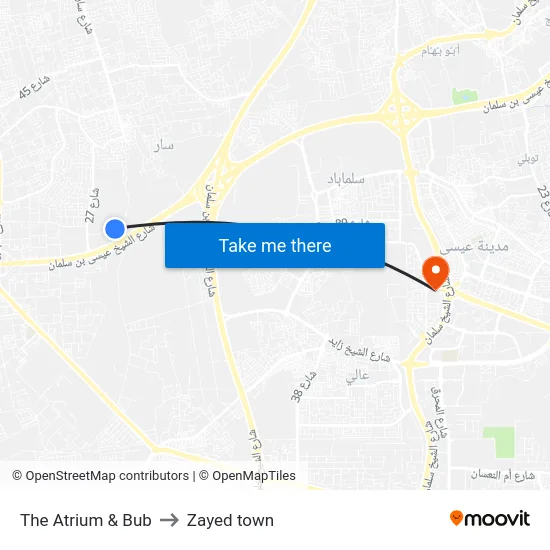 The Atrium & Bub to Zayed town map