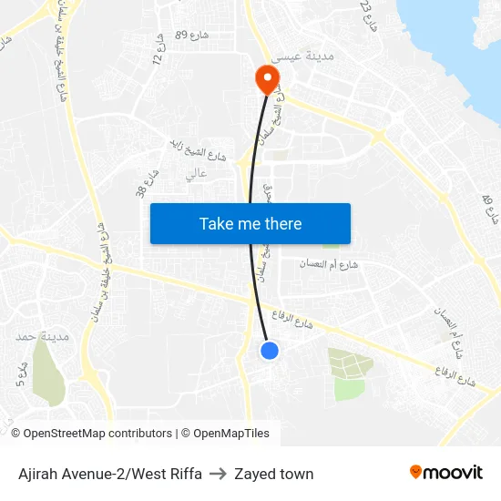 Ajirah Avenue-2/West Riffa to Zayed town map