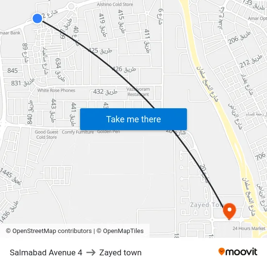 Salmabad Avenue 4 to Zayed town map