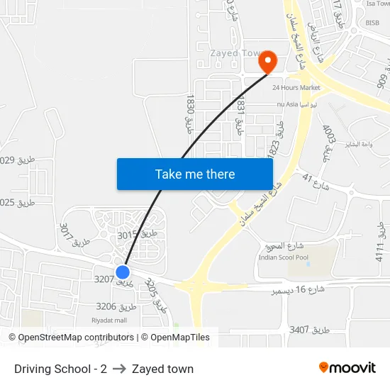 Driving School - 2 to Zayed town map