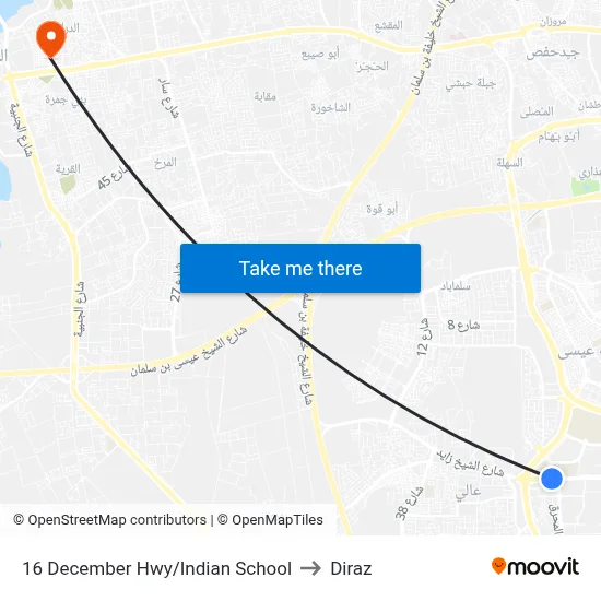 16 December Highway/Indian School to Diraz map